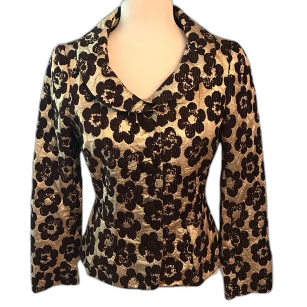 Moschino Gilt Crinkle Textured Floral Jacket 8